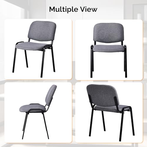 VINGLI 5-Pack Waiting Room Chairs, Stackable Chair for Office, Fabric-Grey | Stacking Chairs, Armless Church Chairs, Space-saving, Guest & Reception, Office Lobby, Business Hall - color: Fabric-grey, size: 5-pack