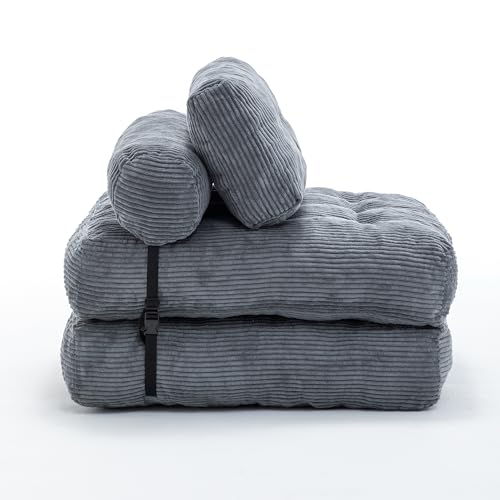 Grey Convertible Sofa Bed Folding Sofa Bed Sleeper Chair Couch Beds, Comfy Floor Beds with Pillow and Back Support, Small Couch for Bedroom, Living Room Bedroom - color: Grey