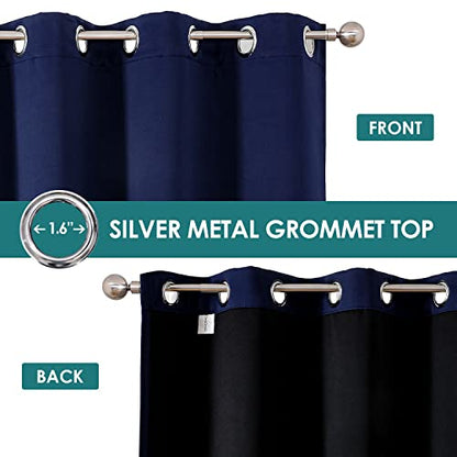 ChrisDowa 100% Blackout Curtains for Bedroom 63 Inches Long 2 Panels Set | 2 Thick Layers, Thermal Insulated, Light Blocking, Grommet, Window Treatment, Living Room Drapes, Navy Blue, 38 x 63 Inch - color: Navy Blue, size: 38"W x 63"L (Pack of 2)