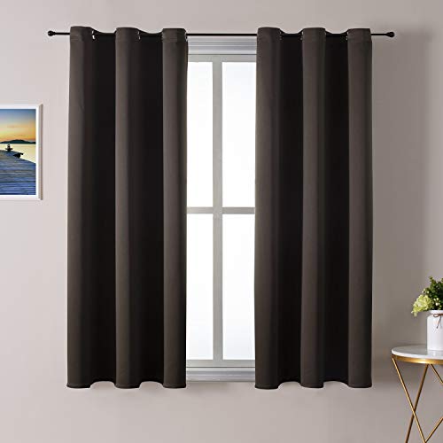 ChrisDowa Blackout Curtains for Bedroom and Living Room 40 Inches Long | 2 Panels Set, Thermal Insulated, Light Blocking, Room Darkening, Grommet, Window Treatment Drapes, Brown, 29 x 40 Inch - color: Brown, size: 29"W x 40"L (Pack of 2)
