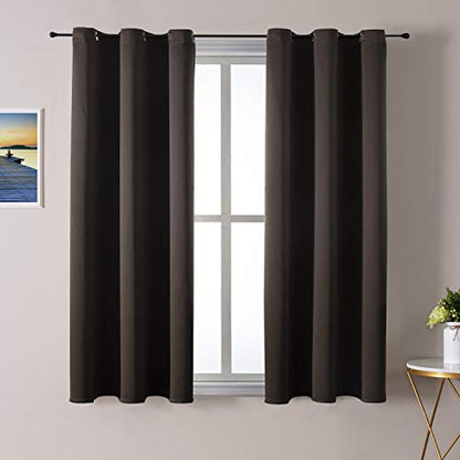ChrisDowa Blackout Curtains for Bedroom and Living Room 40 Inches Long | 2 Panels Set, Thermal Insulated, Light Blocking, Room Darkening, Grommet, Window Treatment Drapes, Brown, 29 x 40 Inch - color: Brown, size: 29"W x 40"L (Pack of 2)