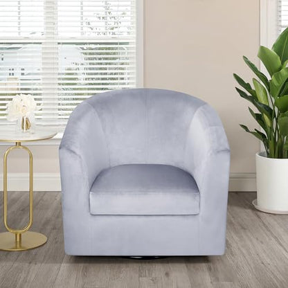 Naomi Home Ariana Swivel Accent Chair – Modern Barrel Accent Armchair with 360 Degree Swivel, Wide Seat, Thick Cushioning, Wooden Legs & Enhanced Back Support for Living Room - color: Grey, style: Modern