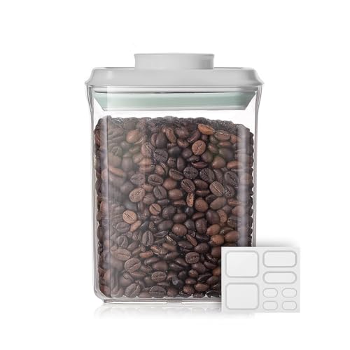 Food Airtight Containers (1500ml) 1.5 Qt Pop Up Food Formula Container With Lids, Bpa-Free One Button Open Stackable Container for Coffee Tea Brown Sugar Cereals - 8 Labels - Clear - color: 1.5 QT