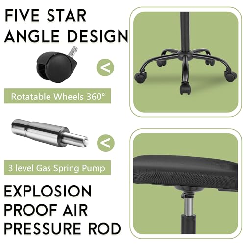 BestOffice | Armless Office Chair | Black | with Lumbar Support | Ergonomic Computer Chair with Height Adjustment, 360 Swivel, High Density Cushion & Rotatable Wheels | For Home, Office - color: Black