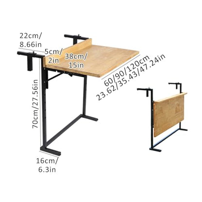 Balcony Bar Table for Railings,Folding Workbench,Stable Sturdy Wall Table,Outdoor Indoor Folding Hanging Table,Study Work Bench,Wall-Mounted Small Folding Space Saving Serving Table Desk(120x38cm) - size: 120x38cm