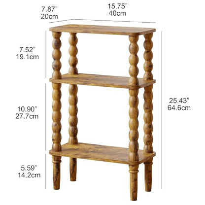 Veegle Side Table, Small End Table with Storage Shelf, 3-Tier Small Coffee Tables for Living Room Bedroom Narrow Spaces(Rustic Brown) - color: Rustic Brown-3 Tier Shelf