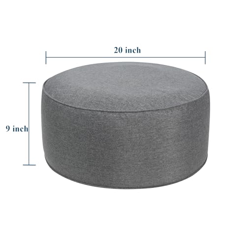 FUNHOME Inflatable Stool Ottoman Footrest with Handle D20 xH9-Dark Grey | Indoor Outdoor Footrest Seat, Water-Repellent, Footstool Pouf for Home Patio Garden and Camping Use - color: Dark Grey