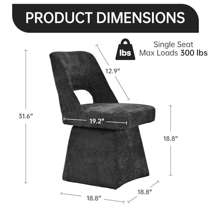 VKNOW Upholstered Swivel Dining Chair with Curved Open Back | Modern Dining Room Chairs with Chenille Fabric, Space-saving, Easy Assembly, for Dining Room, Living Room, Bedroom, Black - color: Black