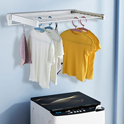 Gdrasuya10 Clothes Drying Racks,Wall-Mounted Retractable Clothes Hanger for Laundry Dryer Room,Rod Laundry Clothes Storage Drying Rack Folding Retractable Dryer Hanger White