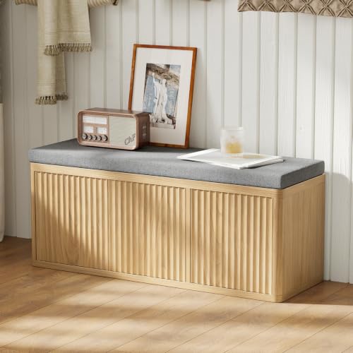 Shoe Storage Bench with Cushion,41.3" Entryway Bench with Storage and Adjustable Shelves,440 LBS Load Capacity,Shoe Rack Bench for Entryway,Bedroom,Living Room (Shoe Storage Bench-Oak) - color: 3 Door Shoe Storage Bench-oak