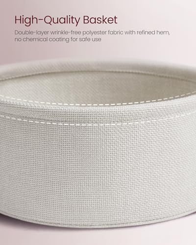 VASAGLE LILEA Colection - Side Table with Charging Station, Round End Table with Fabric Basket, Nightstand with Power Outlets, USB Ports, Modern, Jelly Pink and Cream White ULET228R01 - color: Jelly Pink + Cream White, size: Without LED light
