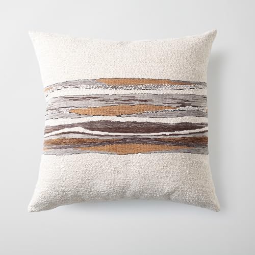 Throw Pillow Covers 20x20 Inch, Pack of 1 Textured Linen Blend with Woven Stripe, Decorative Throw Pillow Case for Couch Sofa, Elegant Design, Combos, Mustard 20x20 Inch - color: Mustard, size: 20" x 20" (Pack of 1)