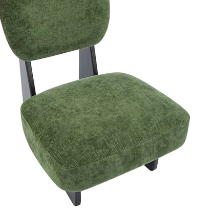 Christopher Knight Home Mores Low Profile Accent Chair Set of 2, Modern Living Room Armless Lounge Chair, Fabric Comfy Reading Chair for Bedroom, Wooden Frame and Thick Padded Seat, Black+Green - color: Black+green