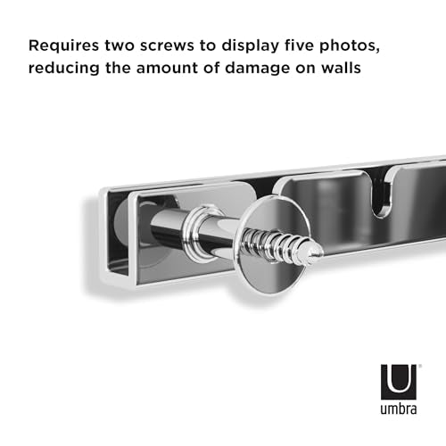 Umbra Exhibit Picture Frame Set, Adjustable Wall Mount, Set of 5, Chrome | Steel construction, customizable layout, damage-free hanging, fits 4x6 and 5x7 photos, includes mounting hardware - color: Chrome, size: Set of 5, style: 5-Opening