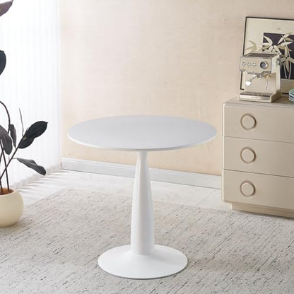 Round Dining Table for 4-6, 31.5 Inch White Tulip Pedestal Table, Mid Century Modern Bistro & Kitchen Table with MDF Top, Multi Functional for Small Space, Living Room, Office, Easy Assembly