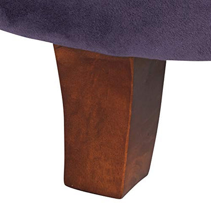 HomePop 19" Velvet Button Tufted Round Storage Ottoman - Deep Purple - color: Purple