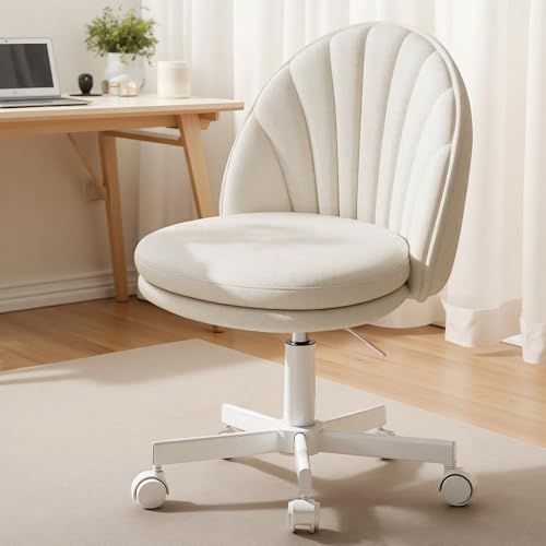 GTPLAYER Small Ergonomic Tall Office Chair, Computer Desk Chair with Wheels Versatile Height Use: Office to Bar Stools (or Standing Desk), Vanity Chair with Back PU Leather Shell Design for Gift - color: Pu-white