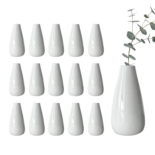 Modern White Ceramic Vase Set of 16 for Living Room Bedroom 5.1'' Minimalist Fresh Flower Vases for Home Decor Office Fireplace Centerpieces Nordic Style Gift for Fake Plant 16 Pack - color: 16 Pack White - Style 2 Large