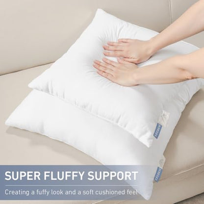 Leeden 18x18 Pillow Inserts Pack of 2, 18 Inch Throw Pillow Inserts, Soft Fluffy Decorative Square Throw Pillows for Couch, Sofa, Bed, and Home Decor White Pillows - size: 18x18 Inch