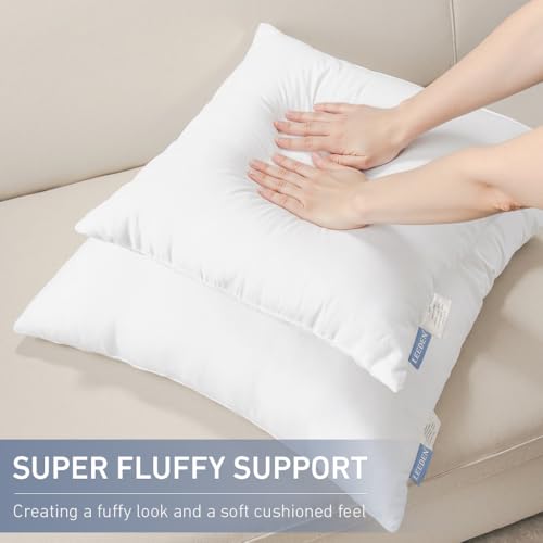Leeden 18x18 Pillow Inserts Pack of 2, 18 Inch Throw Pillow Inserts, Soft Fluffy Decorative Square Throw Pillows for Couch, Sofa, Bed, and Home Decor White Pillows - size: 18x18 Inch