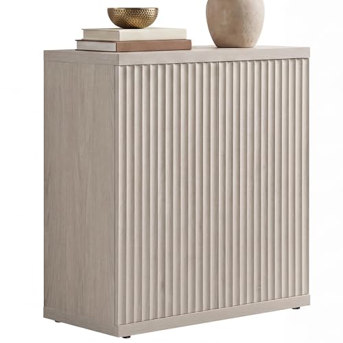 SICOTAS Buffet Cabinet with Storage Sideboard Cabinet with Doors & Shelves | Accent Sideboard Modern Credenza Fluted Storage Cabinet Mid Century Media Console for Living Room Kitchen Dining Hallway - color: White Alder, size: 1 Piece
