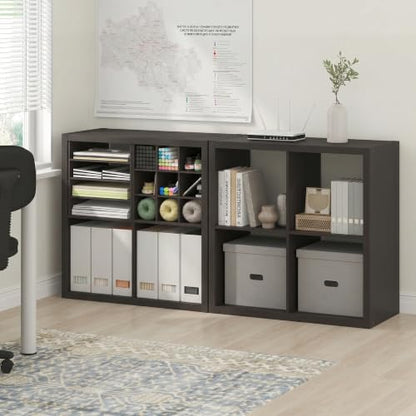 Furinno Cubicle Book Shelf Set of 2, 4-Cube Bookshelf, Black Dark Oak | 14.6 x 30 x 30, 1.2" Thick Frame Bookcase with Reversible Open Back, for Living Room, Bedroom, Home Office - color: Black Dark Oak, size: Set of 2, 4-Cube