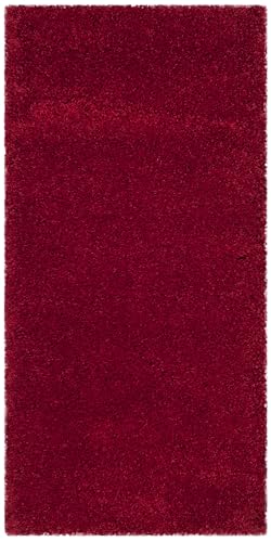 SAFAVIEH Milan Shag Collection Area Rug - 2' x 4', Red, Solid Design, Non-Shedding & Easy to Clean, Plush Thick Pile, Ideal for Foyer, Bedroom, Accent Space (SG180-4040) - color: Red, size: 2' x 4' (Rectangular)