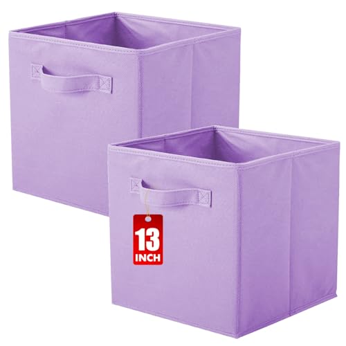 ShellKingdom Storage Bins, Foldable Fabric Storage Cube And Cloth Organizer | Storage Drawer For Closet And Toys, 13 X 13 X 13 INCH, 2 Pack (Lavender) - color: Lavender, size: 2 (13inch)