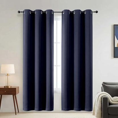 100% Blackout Curtains for Bedroom - Luxury Grommet Thermal Blackout Curtains, Navy Blue Thick Drapes Light Blocking Energy Saving, 2 Panels, 2x40Wx78L Inches - color: Indigo, size: 40"W x 78"L (Pack of 2)