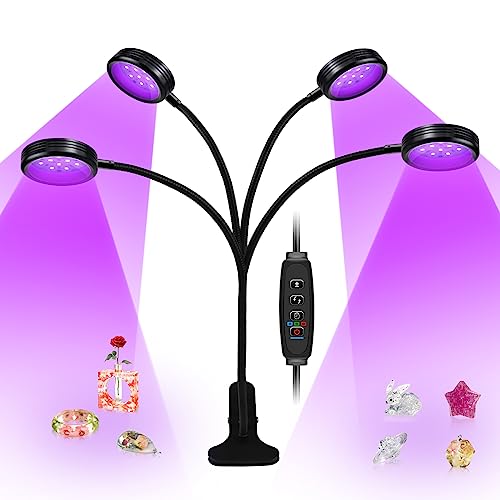 USB UV Black Light 4-Head, 20W 395nm-405nm LED UV Lamp with Clamp, Gooseneck UV Light for Resin Curing, Blacklight Posters, Fluorescent Paint - size: 4 Heads