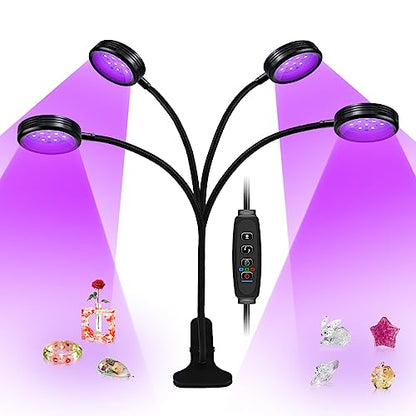 USB UV Black Light 4-Head, 20W 395nm-405nm LED UV Lamp with Clamp, Gooseneck UV Light for Resin Curing, Blacklight Posters, Fluorescent Paint - size: 4 Heads