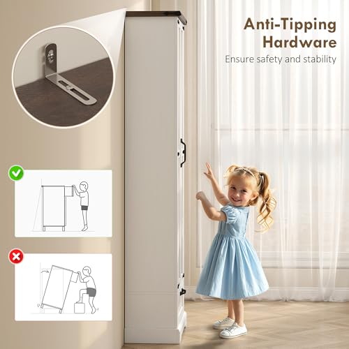 HOMCOM 71" Tall Kitchen Pantry Storage Cabinet Barn Doors Drawer White | Farmhouse, Adjustable Shelves, Freestanding Food Pantry Cabinet, for Kitchen, Dining Room - color: White