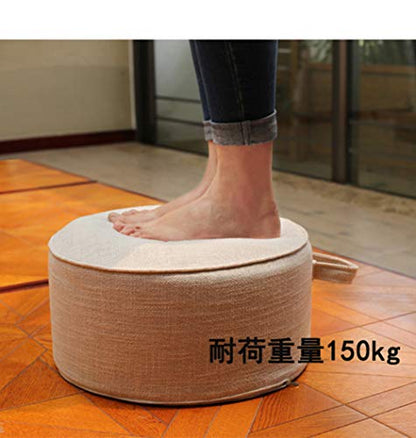Round Pouf Foot Stools Comfortable Ottoman Floor Seat Cushion Movable Foot Rest Washable Case for Living Room, (Gray) - color: Grey