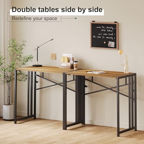Lutown-Teen Narrow Folding Computer Desk 35 inch, Espresso | Writing Gaming Computer Camping Desk for Small Spaces, No Assembly Required Home Office Desk - color: Espresso, size: 35 Inch