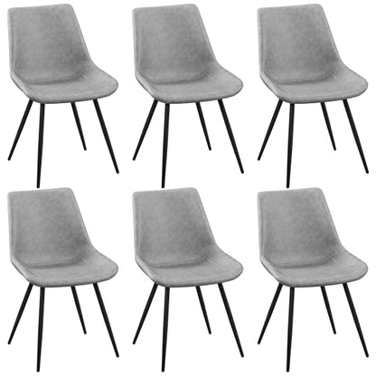 Yaheetech Dining Chairs Set of 6 Mid Century Modern Kitchen Chairs Gray | Faux Leather Upholstered Dining Room Chairs with Metal Legs and Curved Backrest, Armless Side Chairs for Kitchen Living Room - color: Grey, size: Set of 6