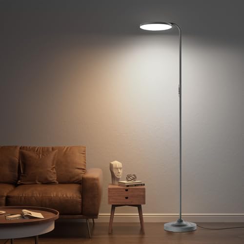 36W LED Floor Lamp, Super Bright Standing Lamp, Modern Stepless Dimmable Torchiere Tall Lamp with Remote Control, 350°Rotating Head Reading Floor Lamp for Living Room, Bedroom, Office - color: Gunmetal