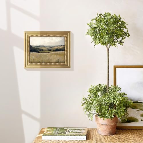 Gatheroad Vintage Gold Framed Canvas Wall Art Prints, Landscape Nature Oil Painting, Farmhouse Cottagecore Rustic Decor for Living Room Bedroom Bathroom, Ready to Hang 8x10 Inch - color: Earthy Hills, size: 8X10inch