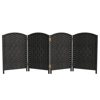 Red Lantern 2 ft. Short Diamond Weave Fiber Folding Screen - Black - 4 Panel - color: Black, size: 4 Panel