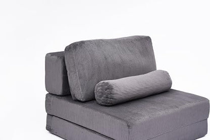 49" Foldable Modular Studio Couch, Space Saver Bed with High Density Foam, Sofa Individual with Creative Shape for Apartment Leisure Scenes, Dark Grey - color: Dark Grey