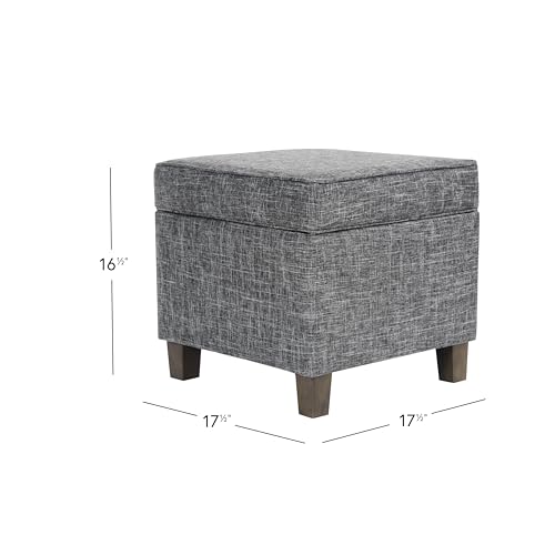HomePop 18" Classic Square Storage Ottoman - Slate Grey - color: Slate Grey