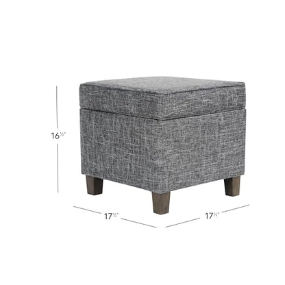 HomePop 18" Classic Square Storage Ottoman - Slate Grey - color: Slate Grey