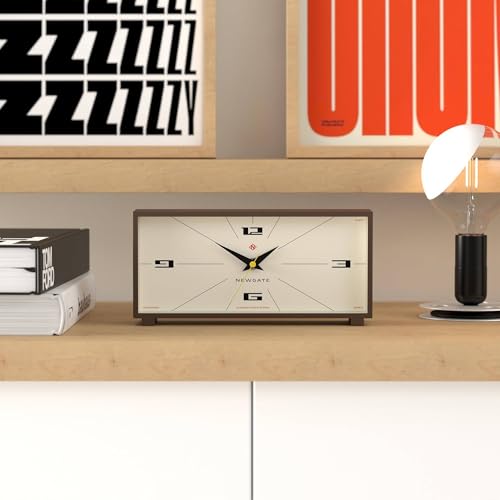 NEWGATE® Thunderbird Desk Clock | Retro Contemporary Rectangular Design | Mocha Brown | Modern mid-Century Style for Desk, Mantel, Table top or Shelf - color: Mocha Brown