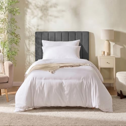 Nestl Upholstered Twin Headboard - Easy Assemble Channel Stitched Headboard Twin Size - Wall Mounted Headboards with 3D Soundproof Wall Panels Peel & Stick Floating Headboards, Grey - color: 05-grey, size: Twin
