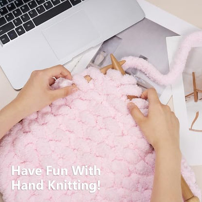 Cozyful Chunky Yarn for Hand Knitting - #10 Chunky Chenille Yarn, Jumbo Big Thick Chunky Yarns for Crocheting, Super Bulky Chunky Knit Blanket Yarns, 8 Skein (22 yds 8 oz Each Skein), Blush Pink - color: Blush Pink