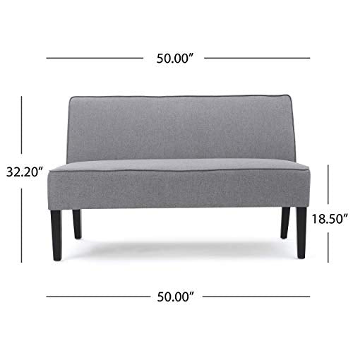 50" Grey Small Loveseat Sofa | Comfy Mini Fabric Sofa Couch for Small Spaces, 2 Seater Armless Sofa with Solid Wood Legs for Living Room, Dorm, Office - color: Grey
