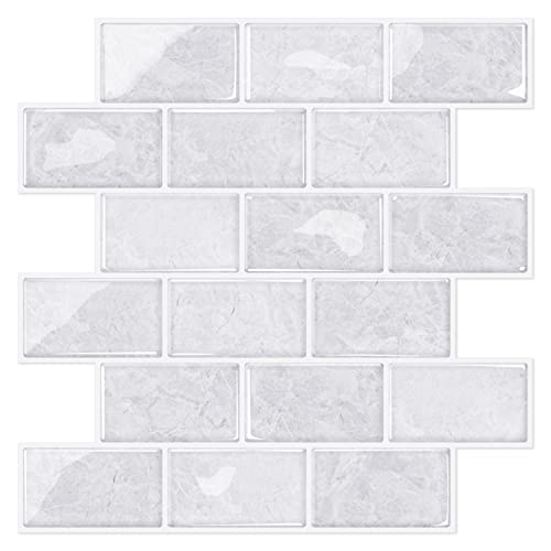STICKGOO Subway Tile Peel and Stick Backsplash, Thicker Design 12" x 12" Stick on Backsplash Tiles for Kitchen, Bathroom, Wall Tile (10 Sheets, Cinderella Grey) - color: Cinderella Grey