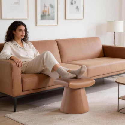 Modern Ottoman with Soft Padded Seat, Multifunctional Vanity Stool, Upholstered Footrest Stool for Living Room and Bedroom - color: Camel Brown