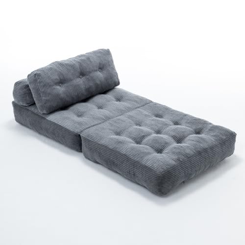 Grey Convertible Sofa Bed Folding Sofa Bed Sleeper Chair Couch Beds, Comfy Floor Beds with Pillow and Back Support, Small Couch for Bedroom, Living Room Bedroom - color: Grey