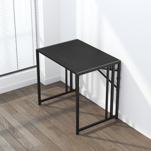 Lutown-Teen Folding Computer Desk 32 inch, Black | Small Folding Desk for Writing & Gaming, Small Space Office Desk, No Assembly Required - color: Black, size: 32 Inch