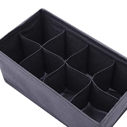 DIOMMELL 6 Pack Foldable Cloth Storage Box Closet Dresser Drawer Organizer Fabric Baskets Bins Containers Divider for Clothes Underwear Socks Lingerie Clothing, Dark Grey 00-0600 - color: Dark Grey